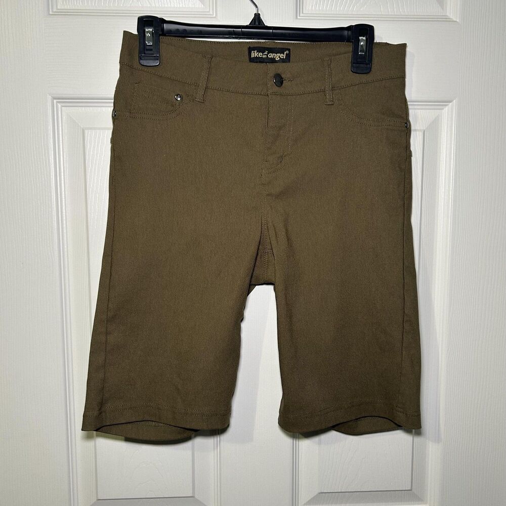 Like An Angel Bermuda Shorts Women's Large Brown Twill Stretch 5 Pocket NWOT